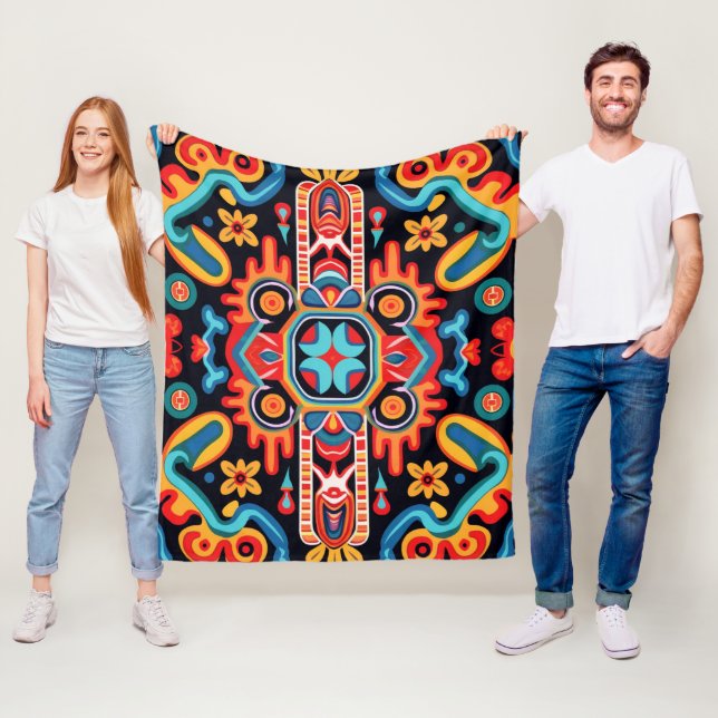 Mexico’s Huichol Art Fleece Blanket (In Situ)