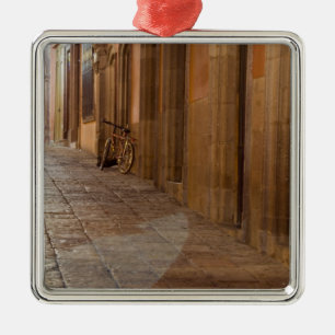 Mexico, San Miguel de Allende, Sidewalk with Metal Tree Decoration