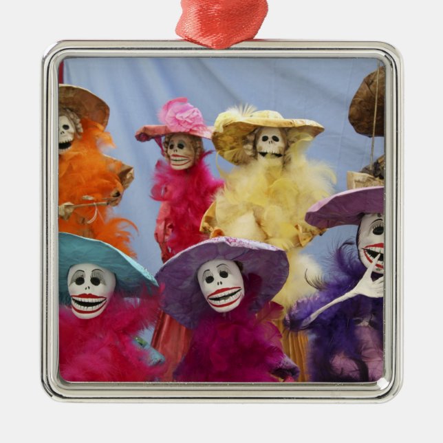 Mexico. Skeletal Catrinas, figures celebrating Metal Tree Decoration (Front)