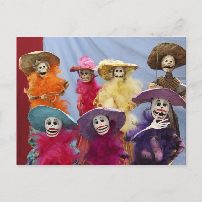 Mexico. Skeletal Catrinas, figures celebrating Postcard (Front)