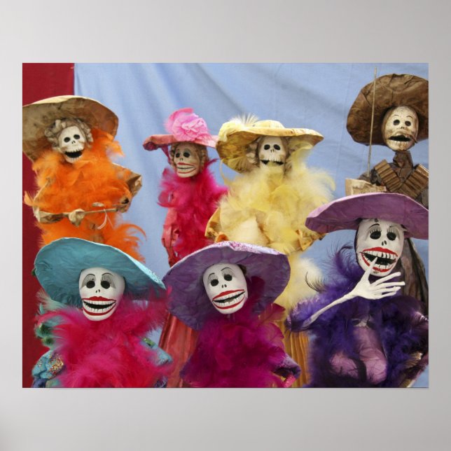 Mexico. Skeletal Catrinas, figures celebrating Poster (Front)
