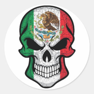 Mexico Smiling Skull Flag Classic Round Sticker