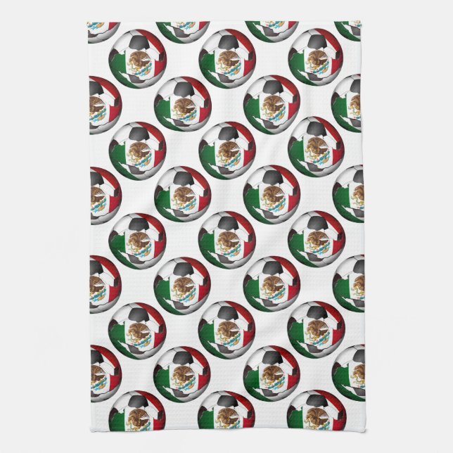 Mexico Soccer Ball Tea Towel (Vertical)