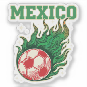 Mexico Soccer Flaming Ball Retro Football Fan Art