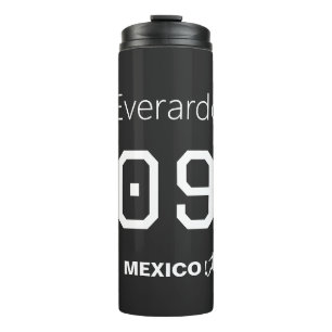 Mexico Soccer Minimalist Black Custom Jersey Thermal Tumbler