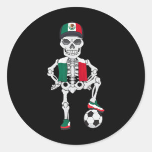 Mexico Soccer Skeleton Fan Team Classic Round Sticker