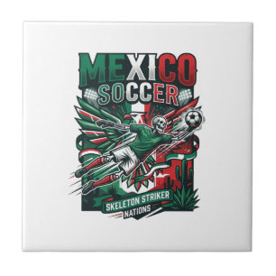 Mexico Soccer Skeleton Striker Nations Premium Spo Ceramic Tile