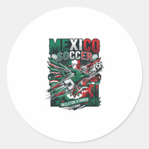 Mexico Soccer Skeleton Striker Nations Premium Spo Classic Round Sticker