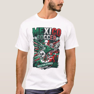Mexico Soccer Skeleton Striker Nations Premium Spo T-Shirt