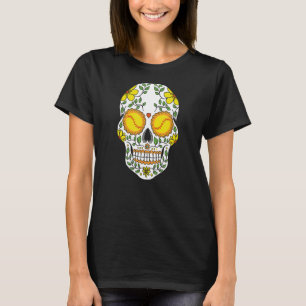 Mexico Softball Sugar Skull Youth Team Coach Fan P T-Shirt
