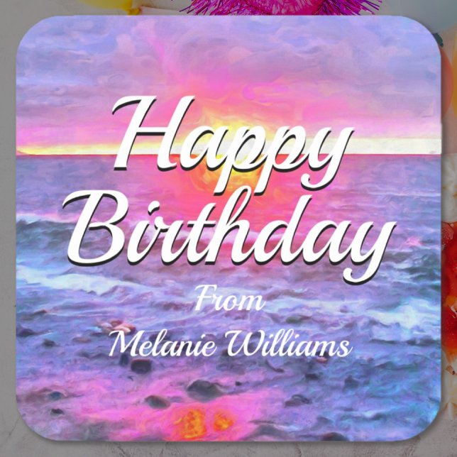 Mexico Sunset Birthday 0909 Square Sticker (Creator Uploaded)