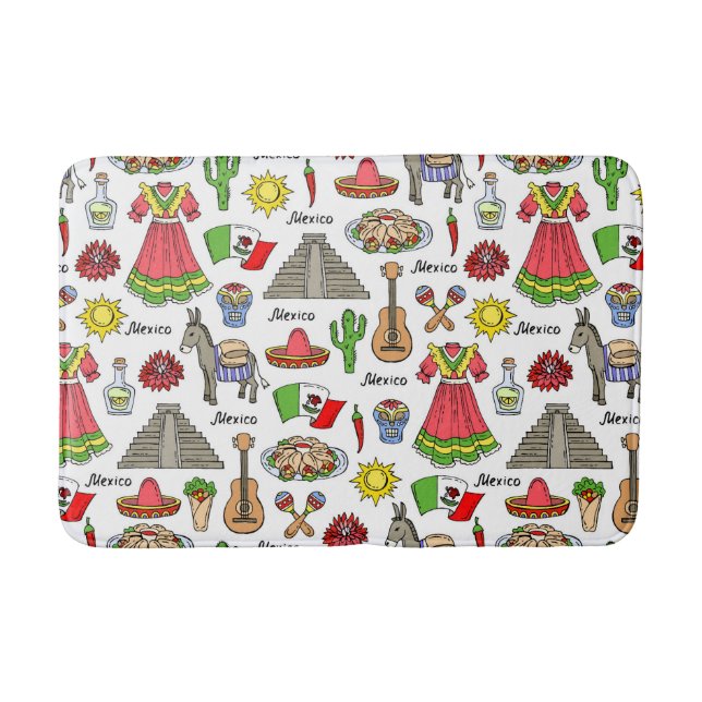 Mexico | Symbols Pattern Bath Mat (Front)