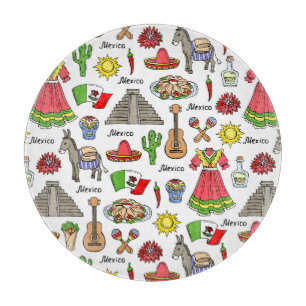 Mexico Symbols Pattern Cutting Board