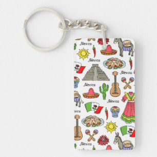 Mexico Symbols Pattern Key Ring