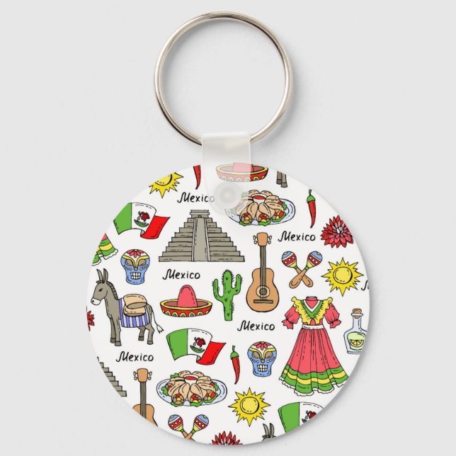 Mexico | Symbols Pattern Key Ring (Front)