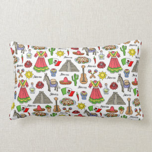 Mexico Symbols Pattern Lumbar Cushion