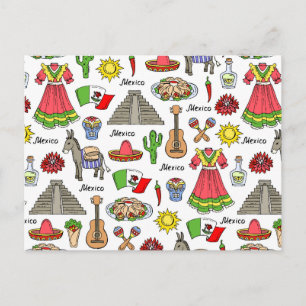 Mexico Symbols Pattern Postcard