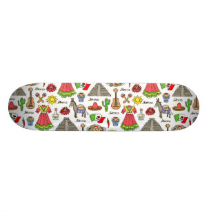 Mexico   Symbols Pattern Skateboard