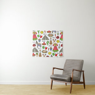 Mexico   Symbols Pattern Tapestry