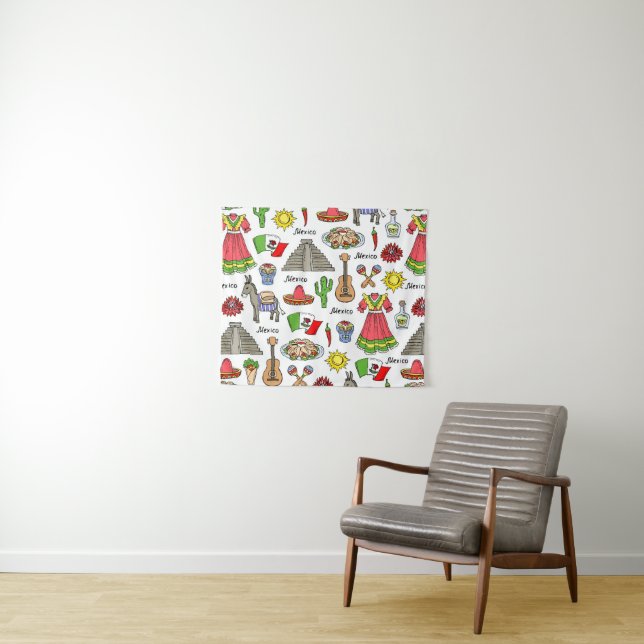 Mexico | Symbols Pattern Tapestry (In Situ (Horizontal))