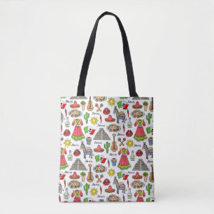 Mexico   Symbols Pattern Tote Bag