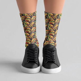 Mexico Taco Watercolor Art  Socks