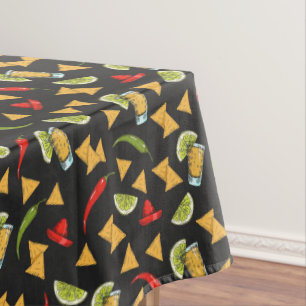 Mexico Tequila Lime Peppers Nachos Restaurant Bar Tablecloth