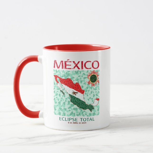 Mexico Total Eclipse Mug, Coloured Handle Mug (Left)