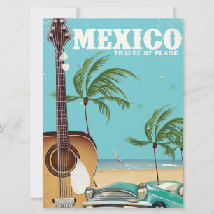 Mexico - travel By Plane travel poster Invitation