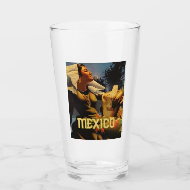 Mexico Travel Pint Drinking Glass (Front)