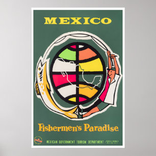 Mexico Travel Poster Mexican Art Fisherman Print