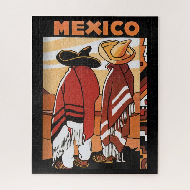 Mexico ~ Travel Poster Mexicans Zarapes Jigsaw Puzzle (Vertical)