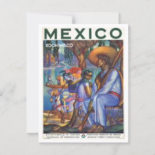 Mexico Travel Poster Style Retro Inspired Postcard