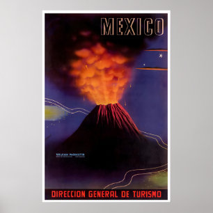Mexico Travel Print Mexican Art Volcano Poster
