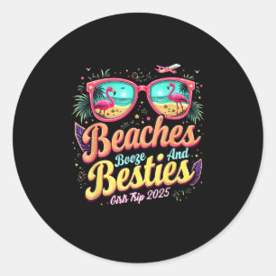 Mexico Trip Beaches Booze Besties Girls Trip Beach Classic Round Sticker