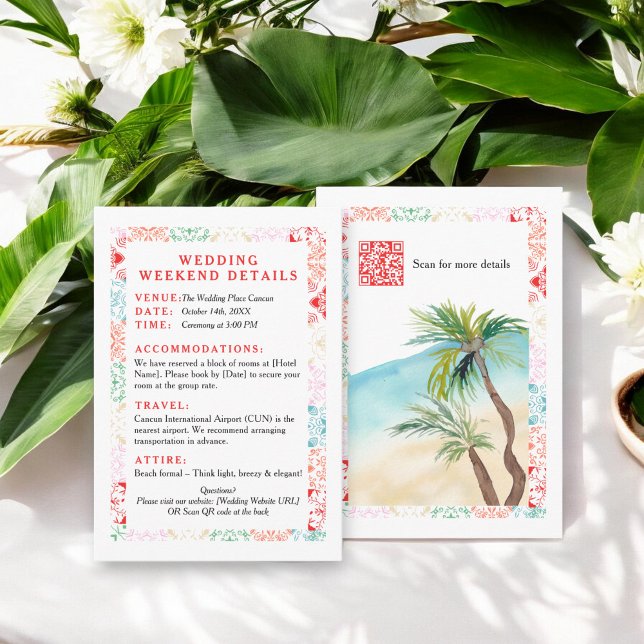 Mexico tropical QR destination wedding details Enclosure Card (Mexico tropical QR destination wedding details Enclosure Card)