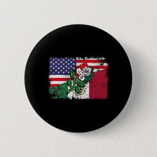 Mexico Us Flag Mexican Flag American Flag Rose 1 6 Cm Round Badge