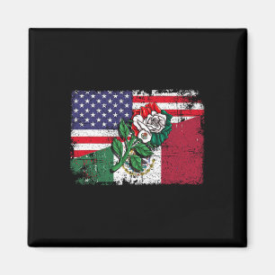 Mexico Us Flag Mexican Flag American Flag Rose 1 Magnet
