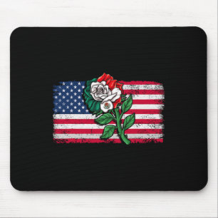 Mexico Us Flag Mexican Flag American Flag Rose 2 Mouse Pad