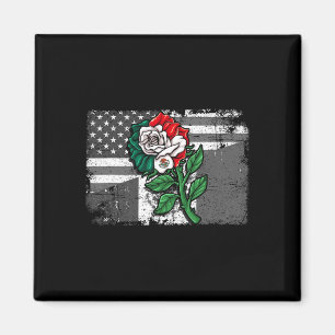 Mexico Us Flag Mexican Flag American Flag Rose  Magnet
