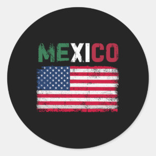 Mexico Us Flag Patriot Mexican Flag American Flag Classic Round Sticker