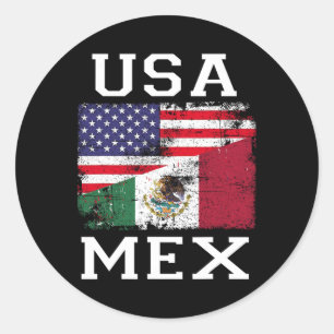 Mexico Us Flag Patriot Mexican Flag American Flag Classic Round Sticker