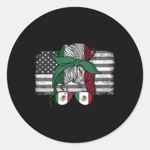 Mexico Us Flag Patriot Mexican Flag American Flag Classic Round Sticker