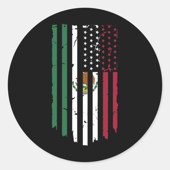 Mexico Us Flag Patriot Mexican Flag American Flag  Classic Round Sticker (Front)