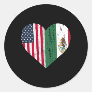Mexico Us Flag Patriot Mexican Flag American Flag  Classic Round Sticker