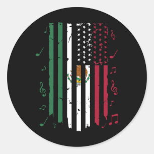 Mexico Us Flag Patriot Mexican Flag American Flag  Classic Round Sticker