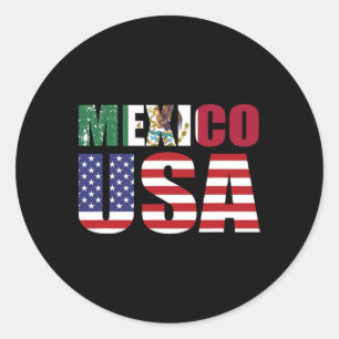 Mexico Us Flag Patriot Mexican Flag American Flag  Classic Round Sticker