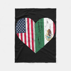 Mexico Us Flag Patriot Mexican Flag American Flag Fleece Blanket