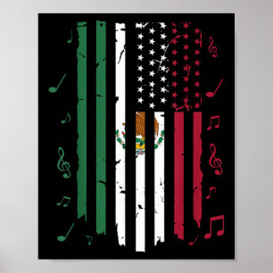 Mexico Us Flag Patriot Mexican Flag American Flag Poster
