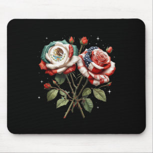 Mexico Usa Flag Mexican Flag American Flag Rose Fl Mouse Pad